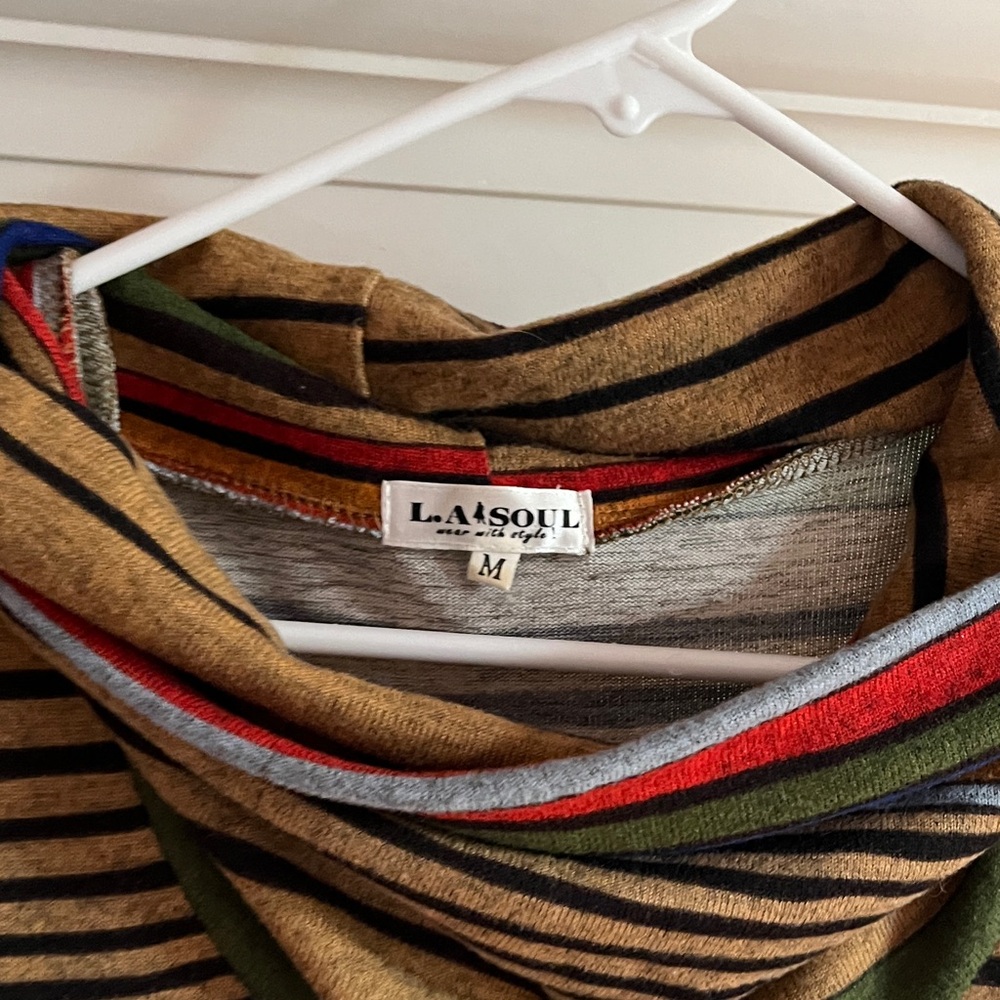 Women's Striped Cowl neck light weight sweater Dress - Brown, Red, Green, Black